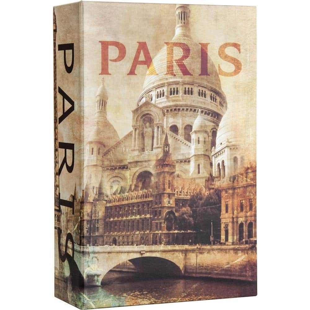 0.03 cu. ft. Steel Paris Book Lock Box Safe with Combination Lock, Tan - Hercitys