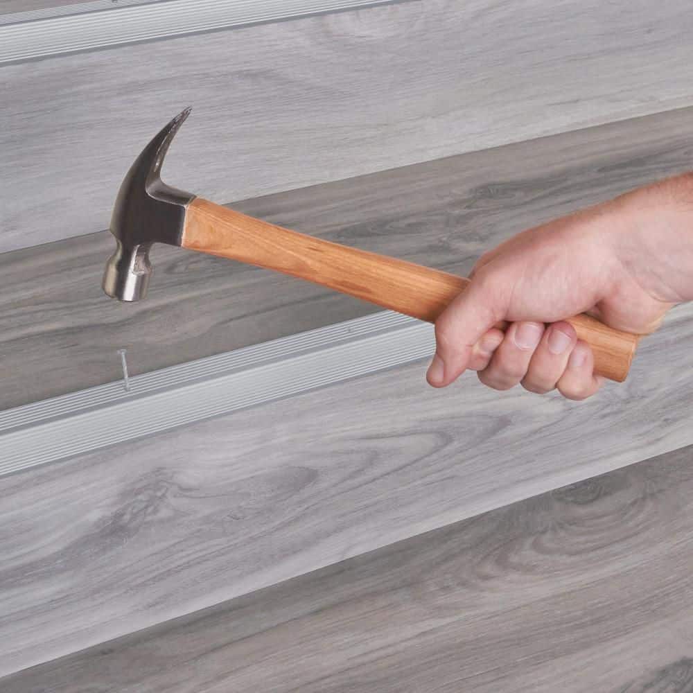 1-1/8″X1-1/8″X 72″ SILVER ALUMINUM STAIR EDGING W/SCREW NAILS - Hercitys