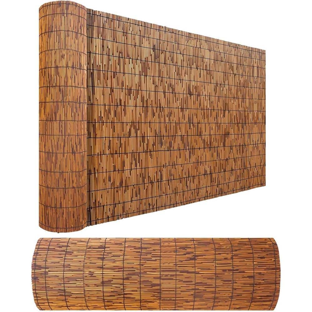 48 in. H x 16.4 ft. W Brown Natural Reeds Eco-Friendly Privacy Screen Curtain Patio Reed Fencing Rolls (2-Pack) - Hercitys