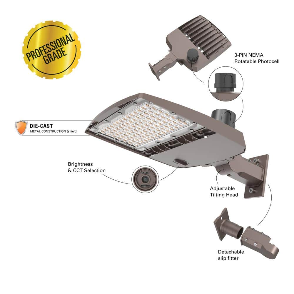 450-Watt Equivalent Integrated LED, Bronze Area Light Large, 18000 Lumens - Hercitys