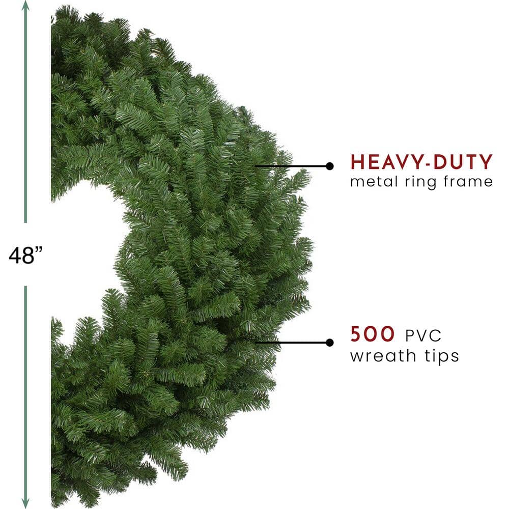 48 in. Green Unlit Deluxe Windsor Pine Artificial Christmas Wreath - Hercitys