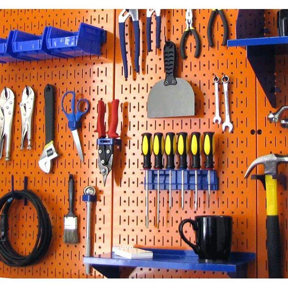 32 in. x 32 in. Overall Size Orange Metal Pegboard Pack with Two 32 in. x 16 in. Pegboards - Hercitys