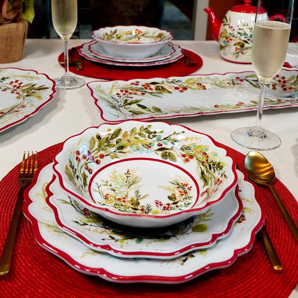 12-Piece Melamine Christmas Gatherings Melamine Dinnerware Set - Hercitys