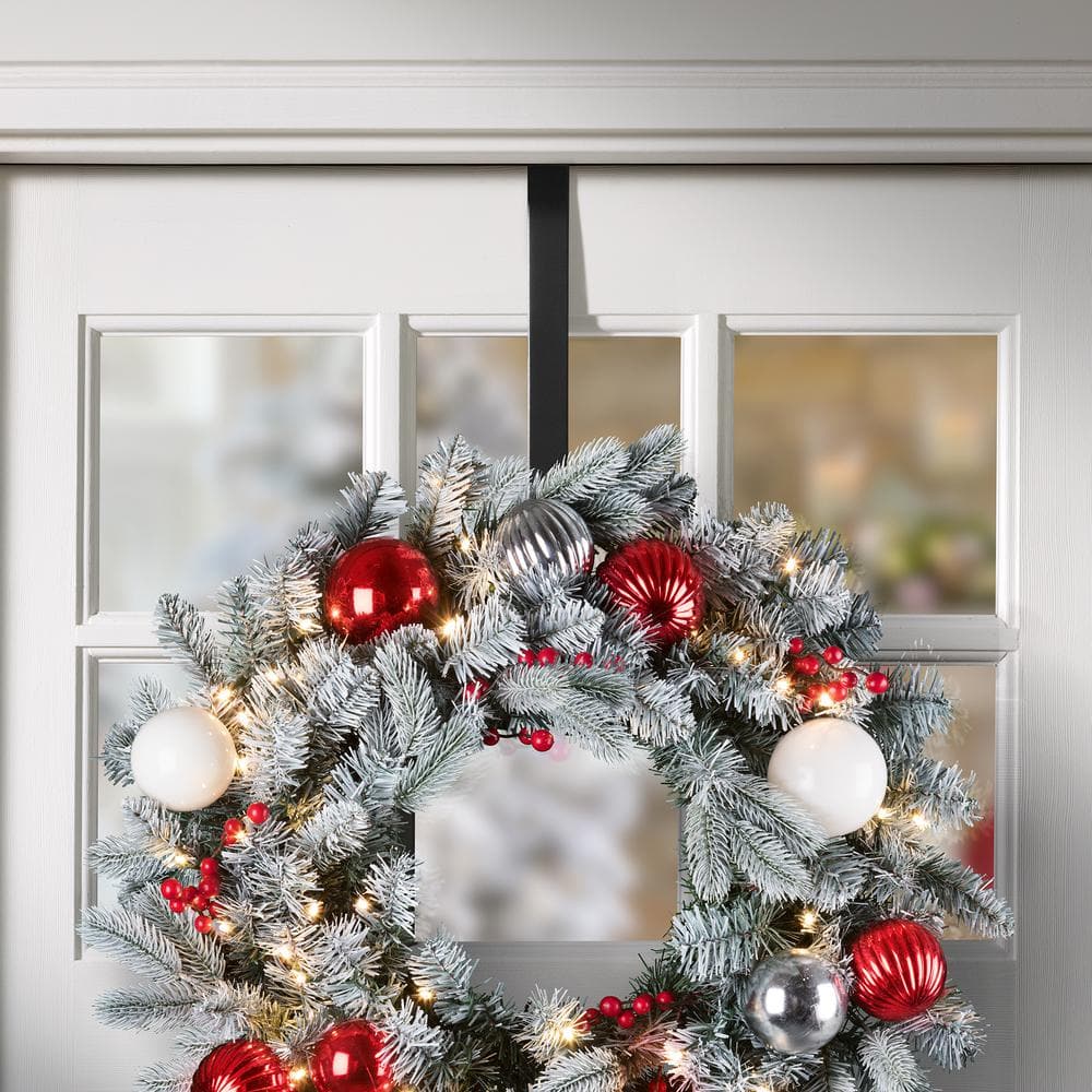16.5 in. Artificial Matte Black Adapt Top and Bottom Adjusting Wreath Hanger - Hercitys