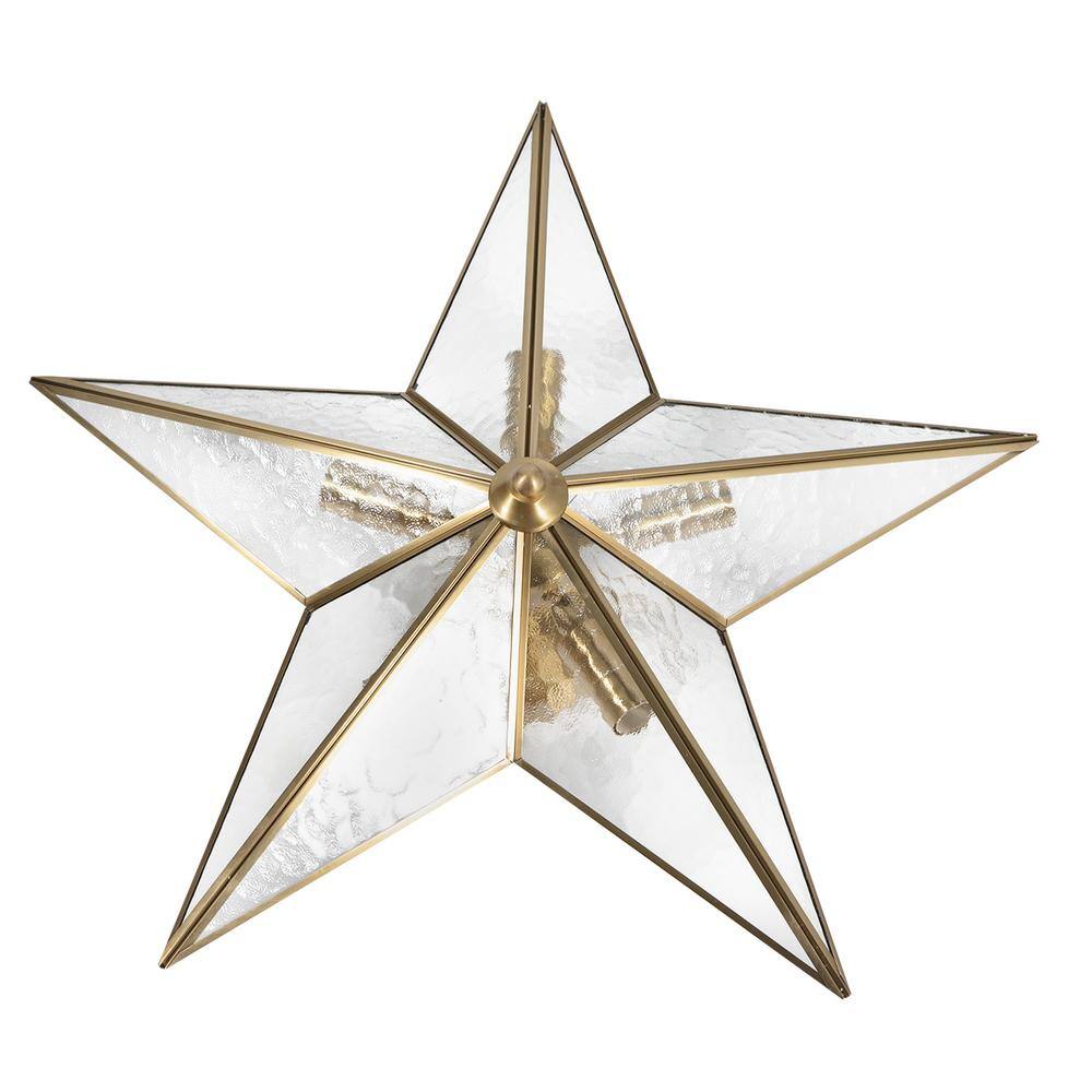 19.68 in. 5-Light Gold Semi-Flush Mount Ceiling Light Modern Star Shape with Glass Shade - Hercitys