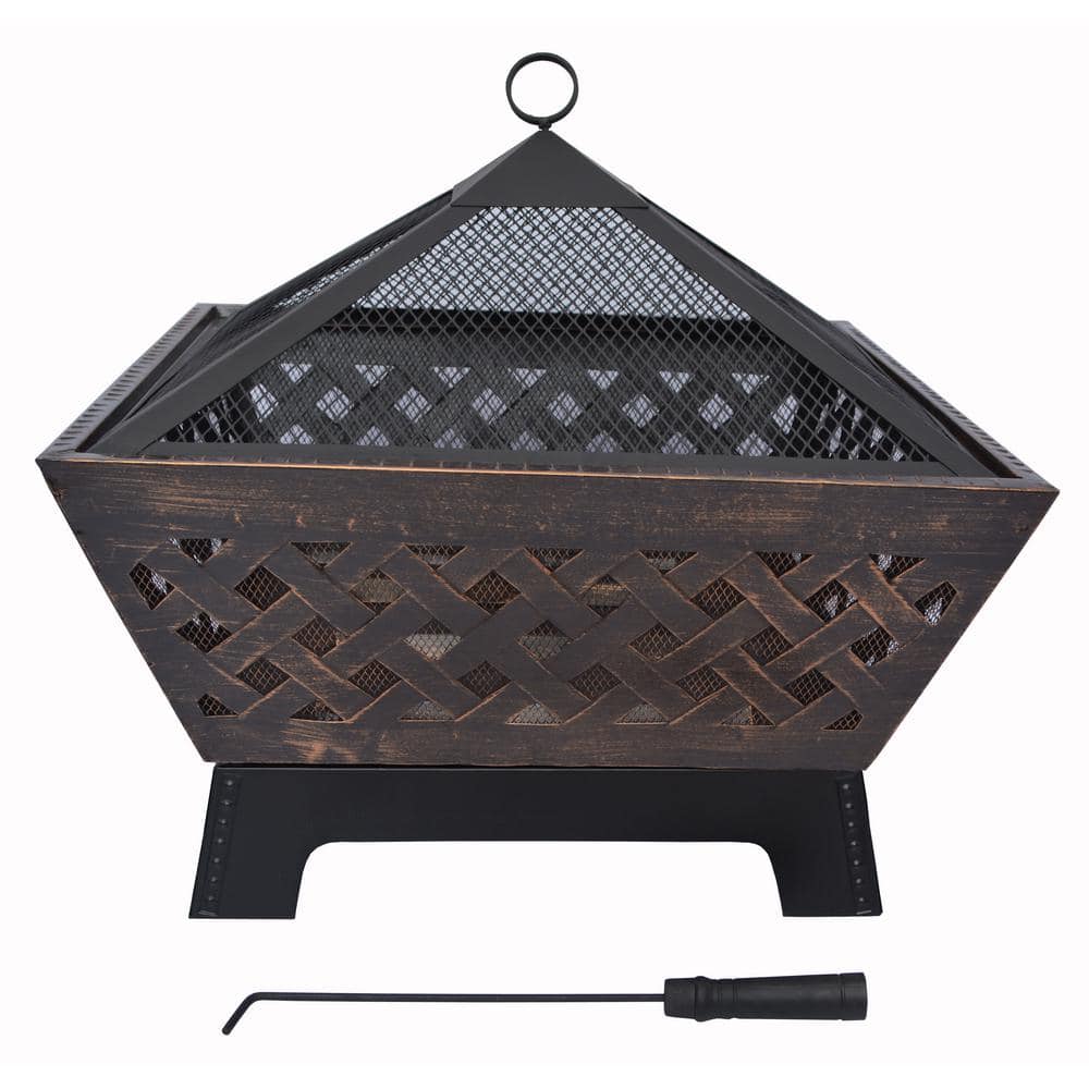 26.5 in. W x 25 in. H Square Steel Lattice Fire Pit - Hercitys