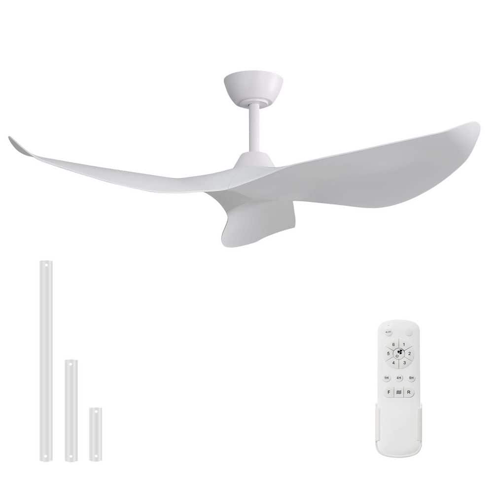 38 in. Indoor/Outdoor White Ceiling Fan without Light for Bedroom, Remote Control Included - Hercitys