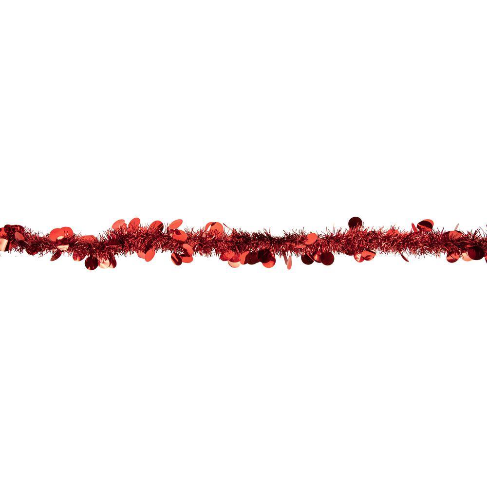 50 ft. Unlit Shiny Red Christmas Tinsel Garland with Polka Dots - Hercitys