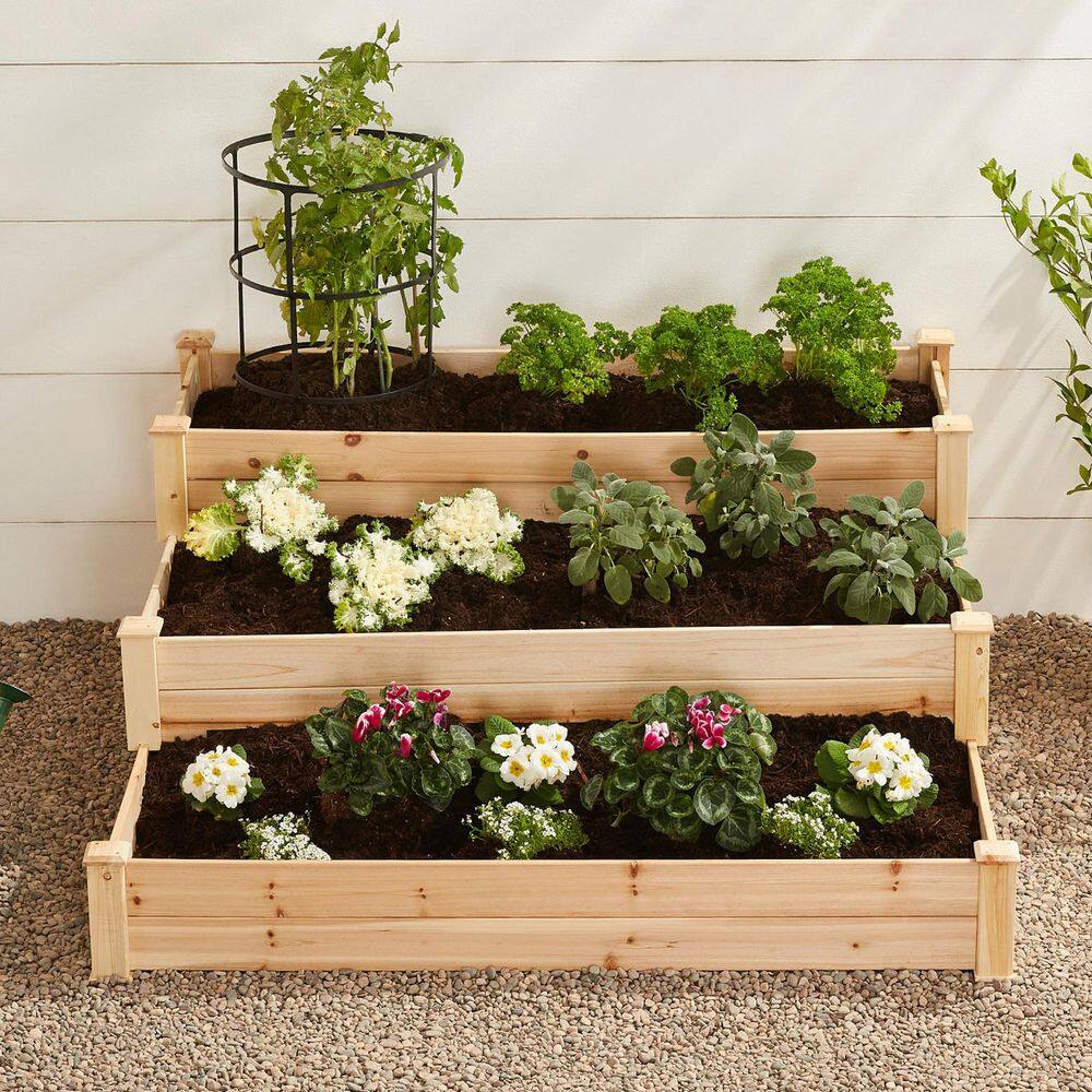 48 in. L x 48 in. W x 21 in. H Stackable Natural Wood Raised Garden Bed - Hercitys