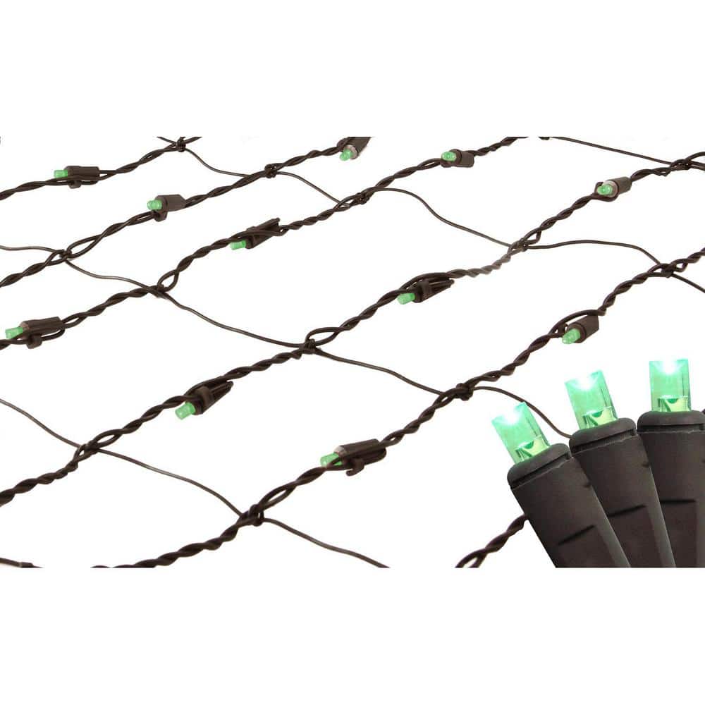 2 ft. x 8 ft. Green LED Net Style Tree Trunk Wrap Christmas Lights with Brown Wire - Hercitys