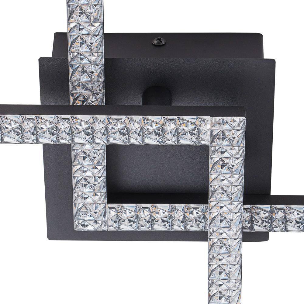 14.17 in. 2-Light Matte black LED Semi-Flush Mount, Modern Crystal Flush Mount Ceiling Light Fixture Squares Chandelier - Hercitys