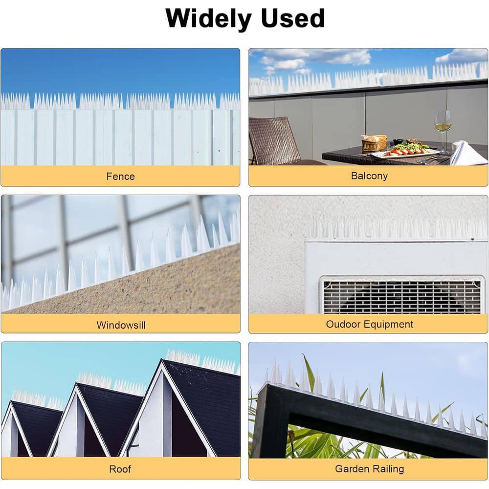 12. 5 in. Plastic Bird Spikes 14.7 ft. Coverage Frosted White - Hercitys