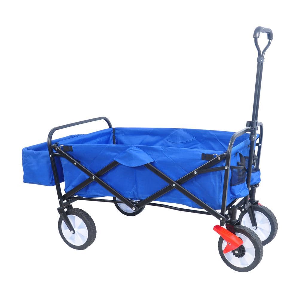3.3 cu. ft. Steel Garden Cart with Drink Holder, Adjustable Handles, Blue - Hercitys