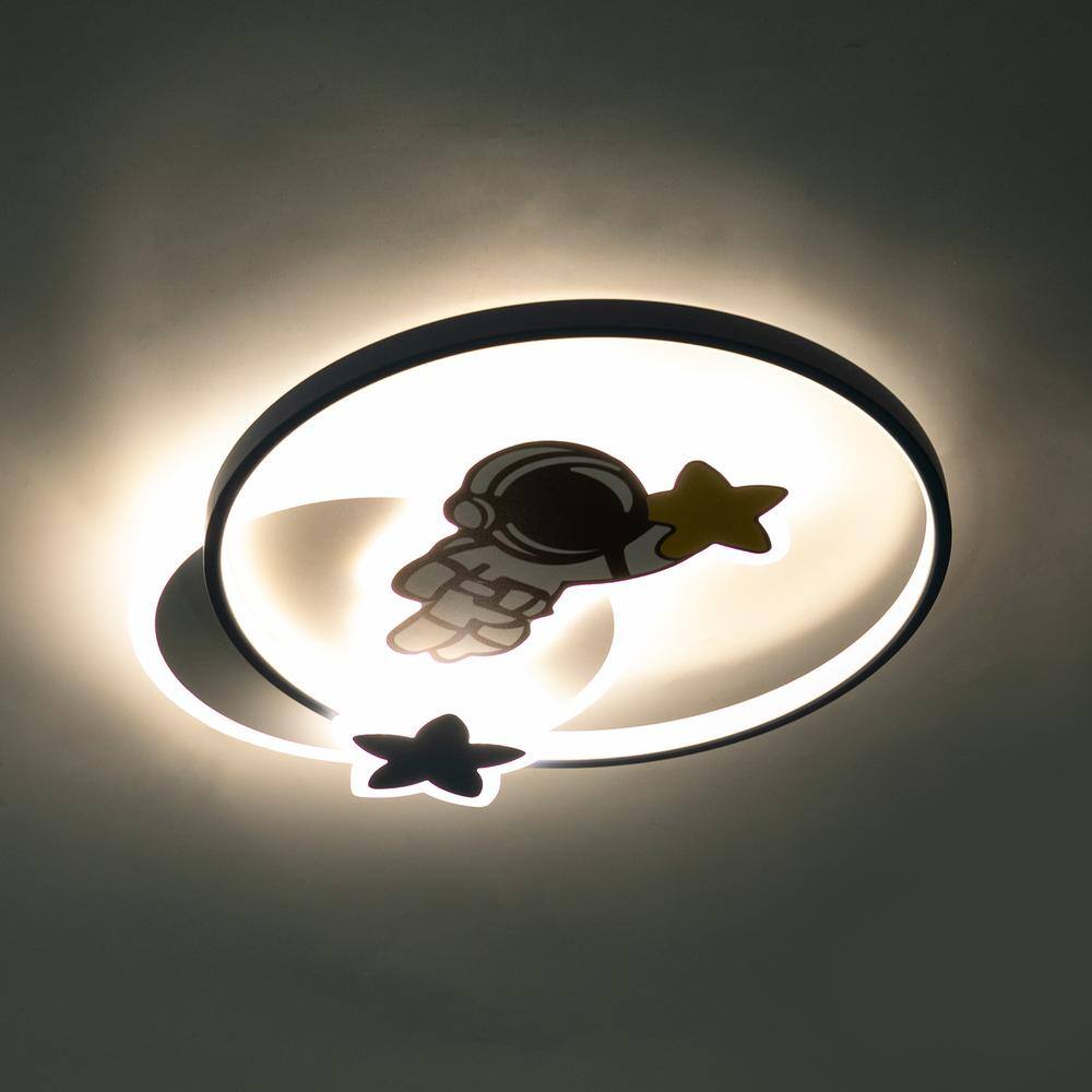 19.68 in. Blue and White Modern Creative Astronaut Dimmable LED Flush Mount Ceiling Light with Remote Control - Hercitys