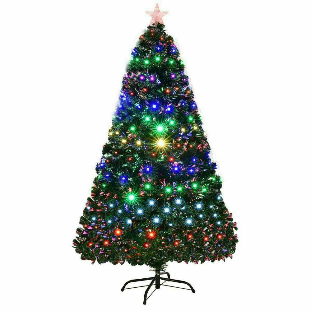 5 ft. Pre-Lit Artificial Christmas Tree Fiber Optic Multi-Color LED Lights and Stand - Hercitys