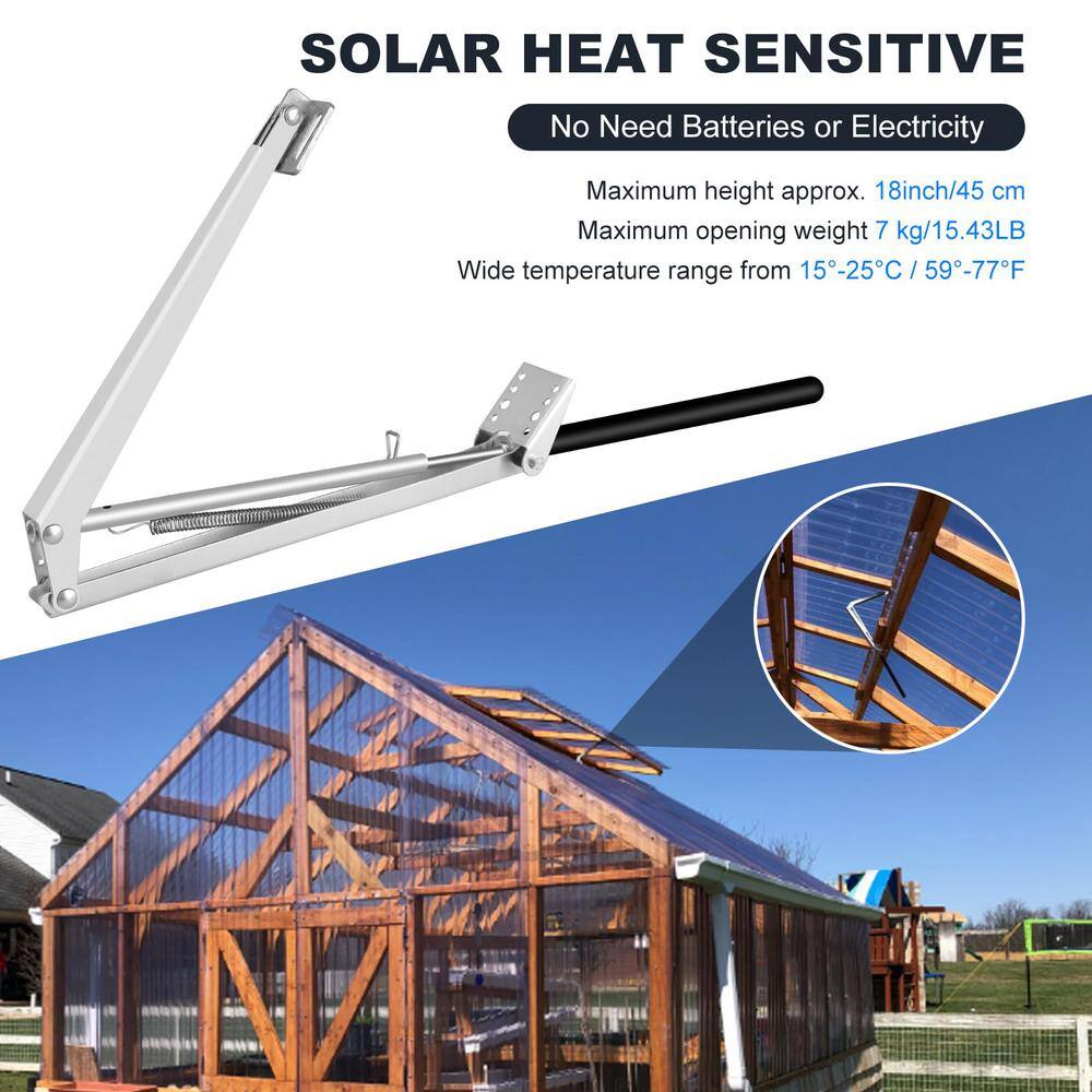 11 in. x 1.4 in. Greenhouse Vent Automatic Opener Solar Heat Sensitive, Auto Roof Vent Opener (2-Piece) - Hercitys