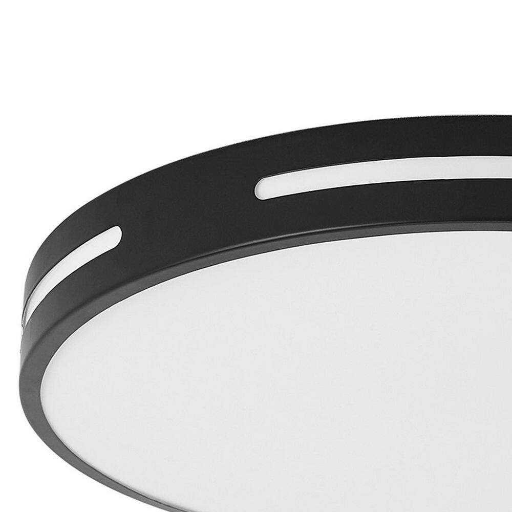 11.8 in. 1-Light LED Flush Mount Ceiling Light 24-Watt Close to Ceiling Light with PS Shade, Black - Hercitys