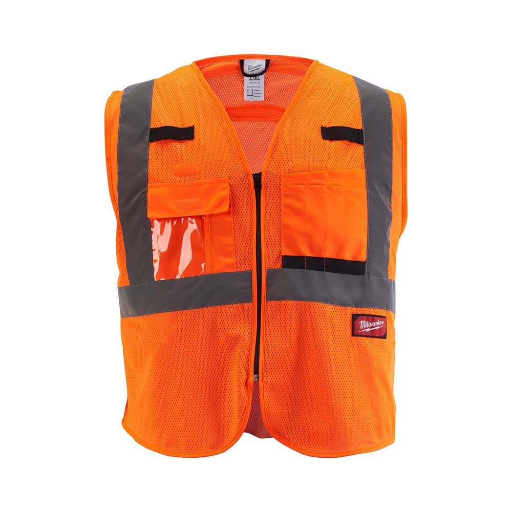4X-Large/5X-Large Orange Class 2 Mesh High Visibility Safety Vest with 9-Pockets (4-Pack) - Hercitys