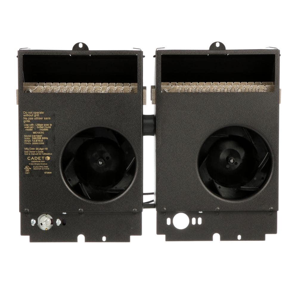 208-volt 3,000-watt Com-Pak Twin In-wall Fan-forced Replacement Electric Heater Assembly with Thermostat - Hercitys