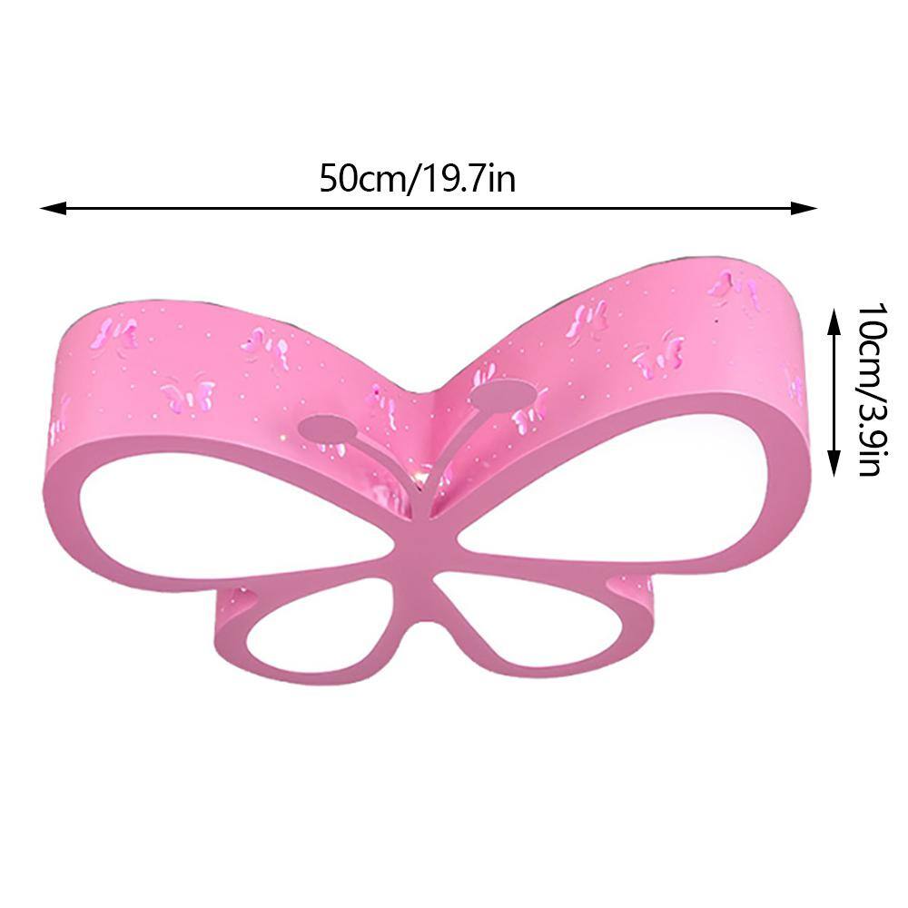 19.7 in. Pink Creative Butterfly Lighting Flush Mount Ceiling Light with Acrylic Shade and Integrated LED Light Included - Hercitys