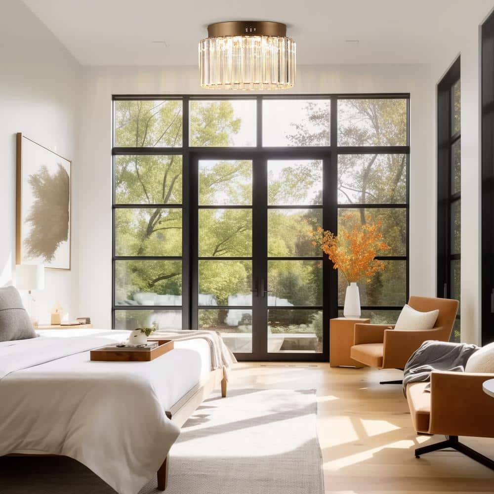 10 in. Gold Cylinder 1-Light Dimmable LED Flush Mount Ceiling Light Fixture with 3CCT Control - Hercitys