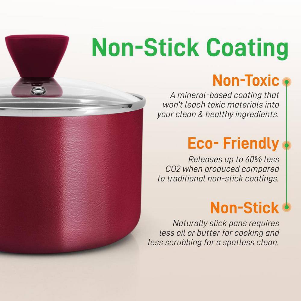 13-Piece Aluminum Cookware Set Non-Stick in Red - Hercitys