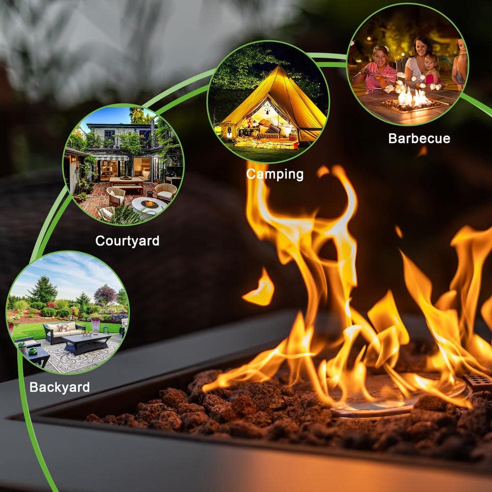 28 in. x 24 in. H 50000 BTU Square Steel Propane Mocha Fire Pit Table - Hercitys