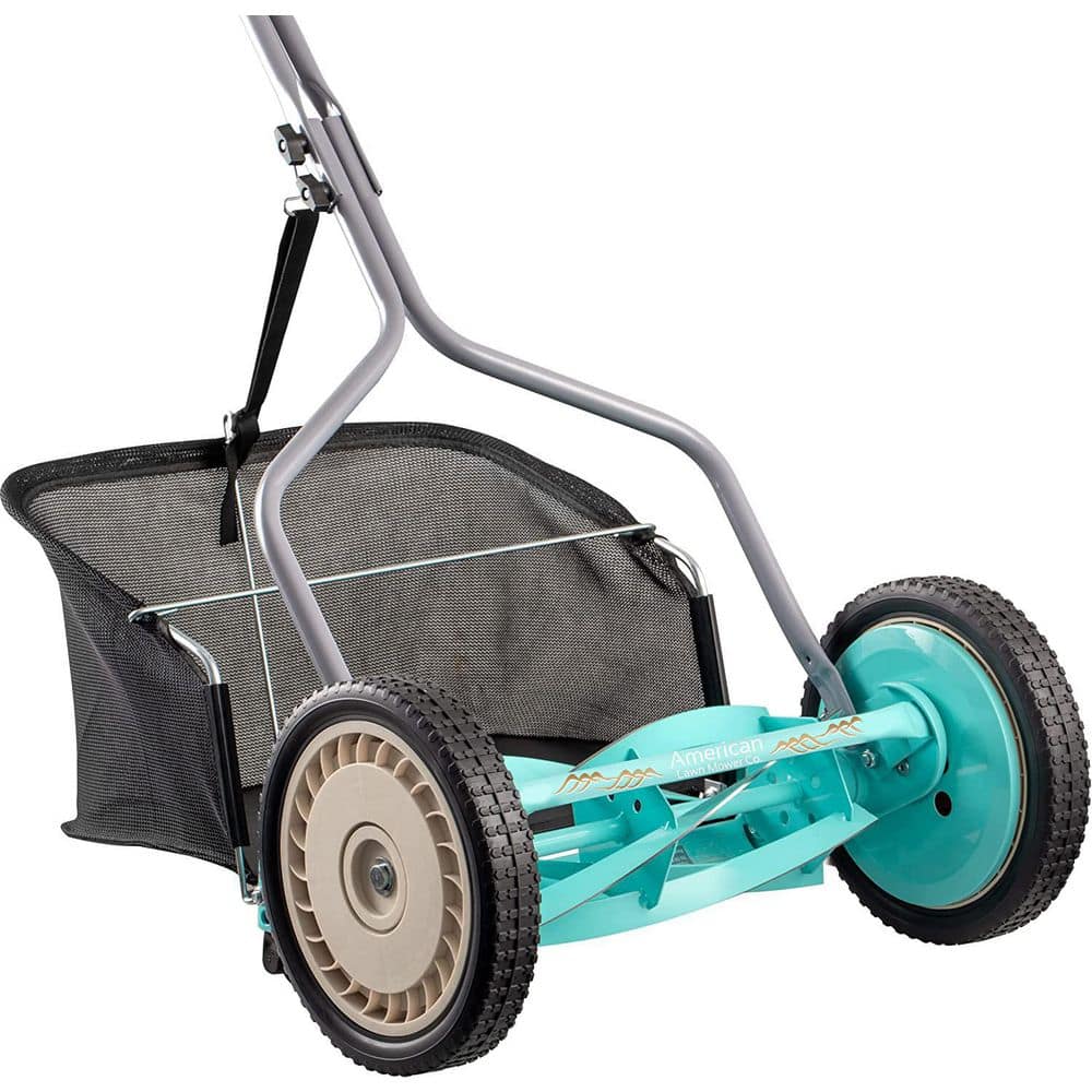 14 in. Manual Walk Behind Push Reel Lawn Mower Grass Catcher Included - Hercitys