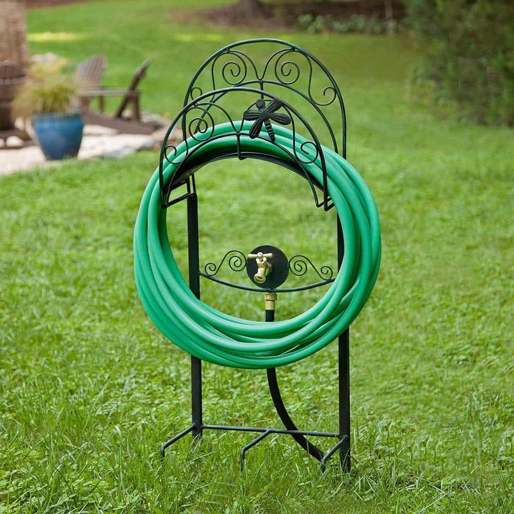 125 ft. Black Steel Dragonfly w/Spigot Hose Stand Garden Hose Reel - Hercitys