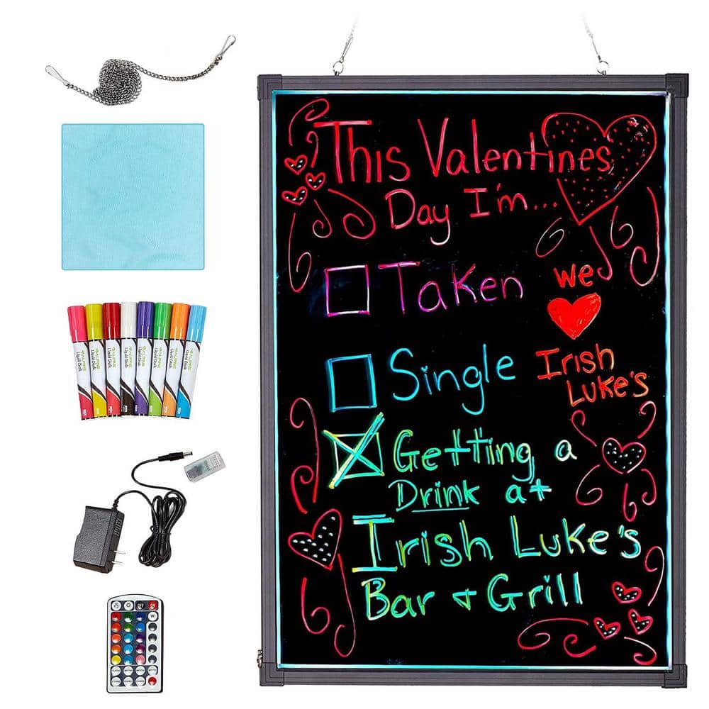 24 in. x 32 in. Hanging LED Business Writable Signboard Erasable Advertising Menu Sign - Hercitys