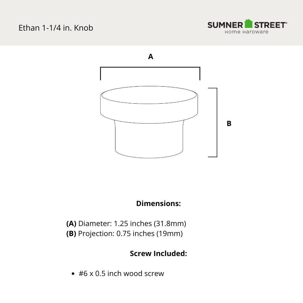 25-Pack Ethan 1-1/4 in. (32 mm) Modern Matte Black Round Cabinet Knob - Hercitys