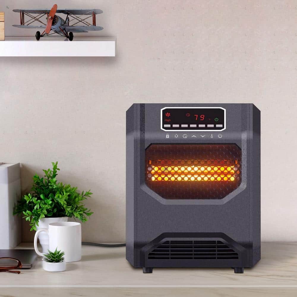 1500-Watt Electric 6 Element Compact Infrared Radiant Space Heater Electric in Black - Hercitys