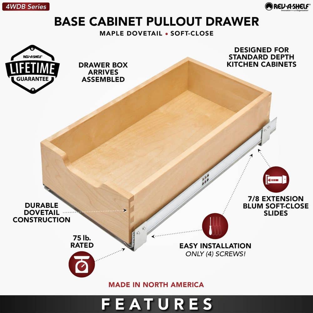 20.71 in. Pullout Kitchen Cabinet Drawer w/ Soft-Close - Hercitys