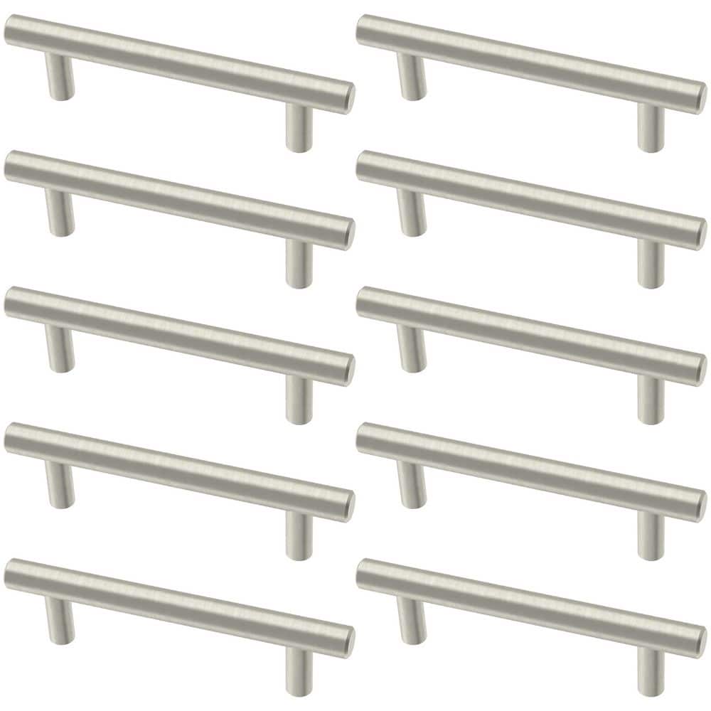 10-Pack Simple Bar 3-3/4 in. (96 mm) Modern Cabinet Drawer Pulls in Stainless Steel - Hercitys