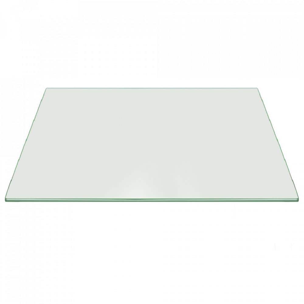 24 in. x 48 in. Clear Rectangle Glass Table Top 3/8 in. Thick Pencil Polish Tempered Touch Corners - Hercitys