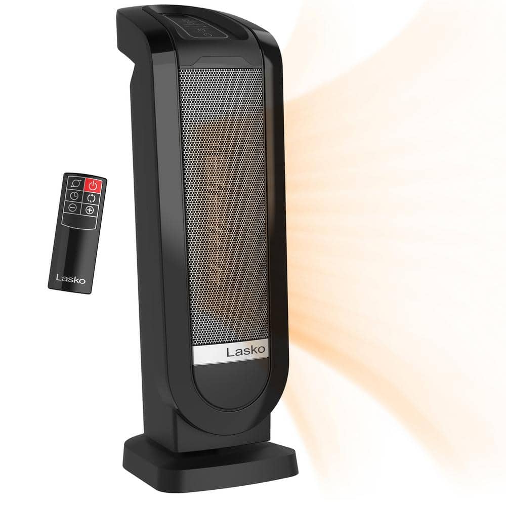 1500W 22 in. Black Electric Tower Oscillating Ceramic Space Heater with Digital Display, Timer and Remote Control - Hercitys