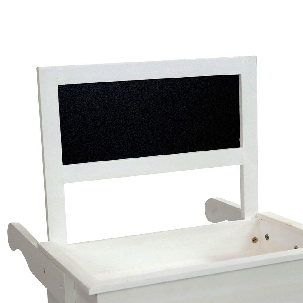 3-Tiered Fir Wood 9.5 in. L x 15 in. W x 2.75 in. H x 20.5 in. D Plant Stand with Chalkboard-White - Hercitys