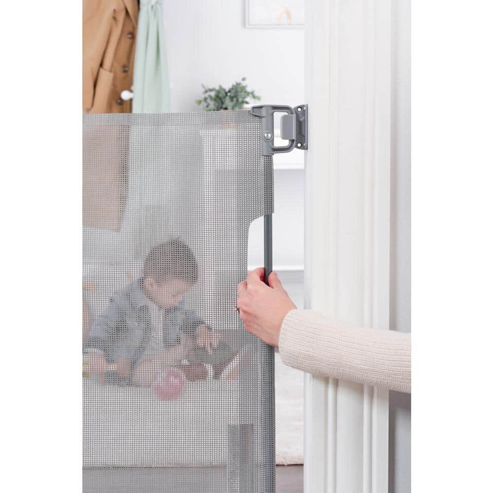 30 in. Tall Gray Retractable Mesh Safety Gate - Hercitys