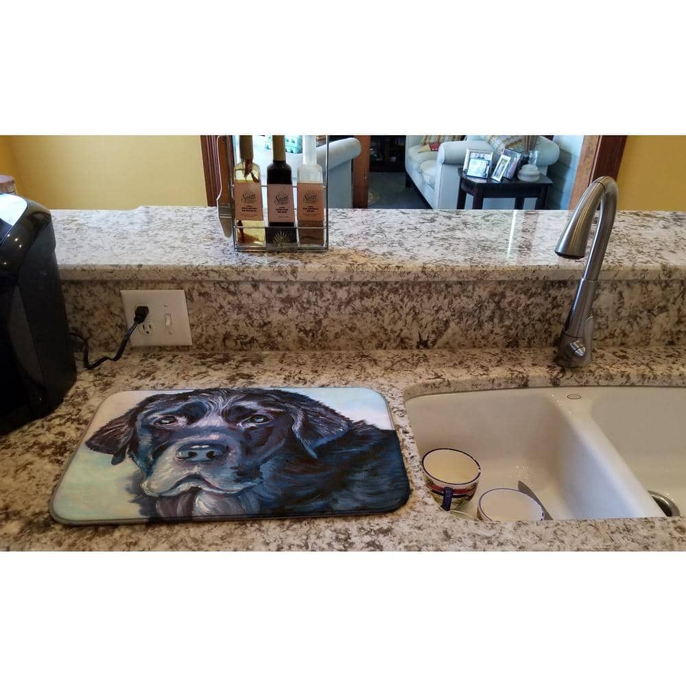 14 in. x 21 in. Multicolor Black Labrador Face Dish Drying Mat - Hercitys