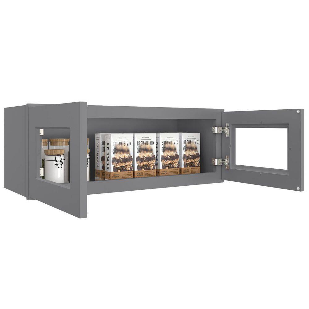 33-in W X 12-in D X 12-in H in Shaker Grey Plywood Ready to Assemble Wall Glass kitchen Cabinet - Hercitys