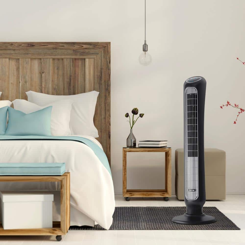 43 in. 5 Fan Speeds Tower Fan in Black with Oscillation - Hercitys