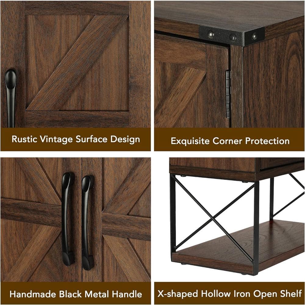 15 in. W x 7 in. D x 23 in. H in Dark Walnut Wood Ready to Assemble Upper Medicine Cabinet with Adjustable Shelf - Hercitys