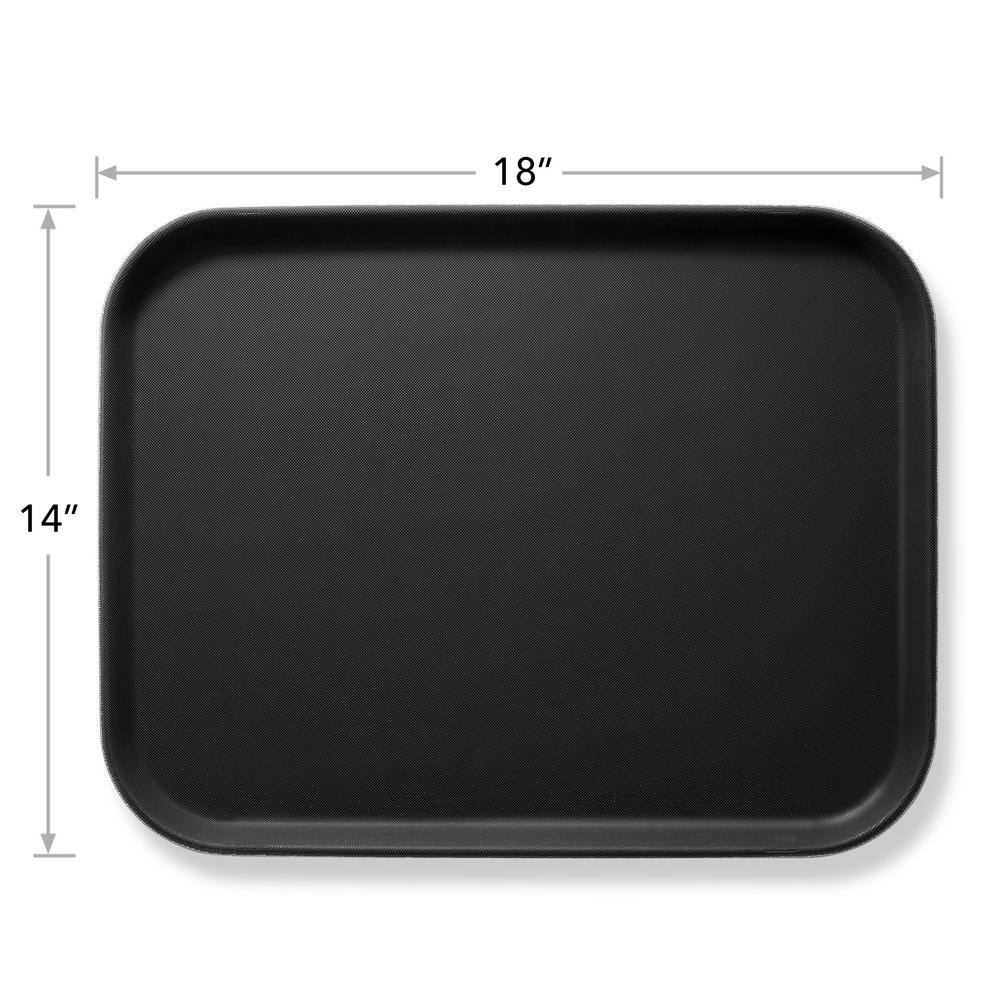 14 in. x 18 in. x .75 in. Rectangular Plastic Non-Slip Serving Trays, Black – NSF Food Service (Set of 4) - Hercitys