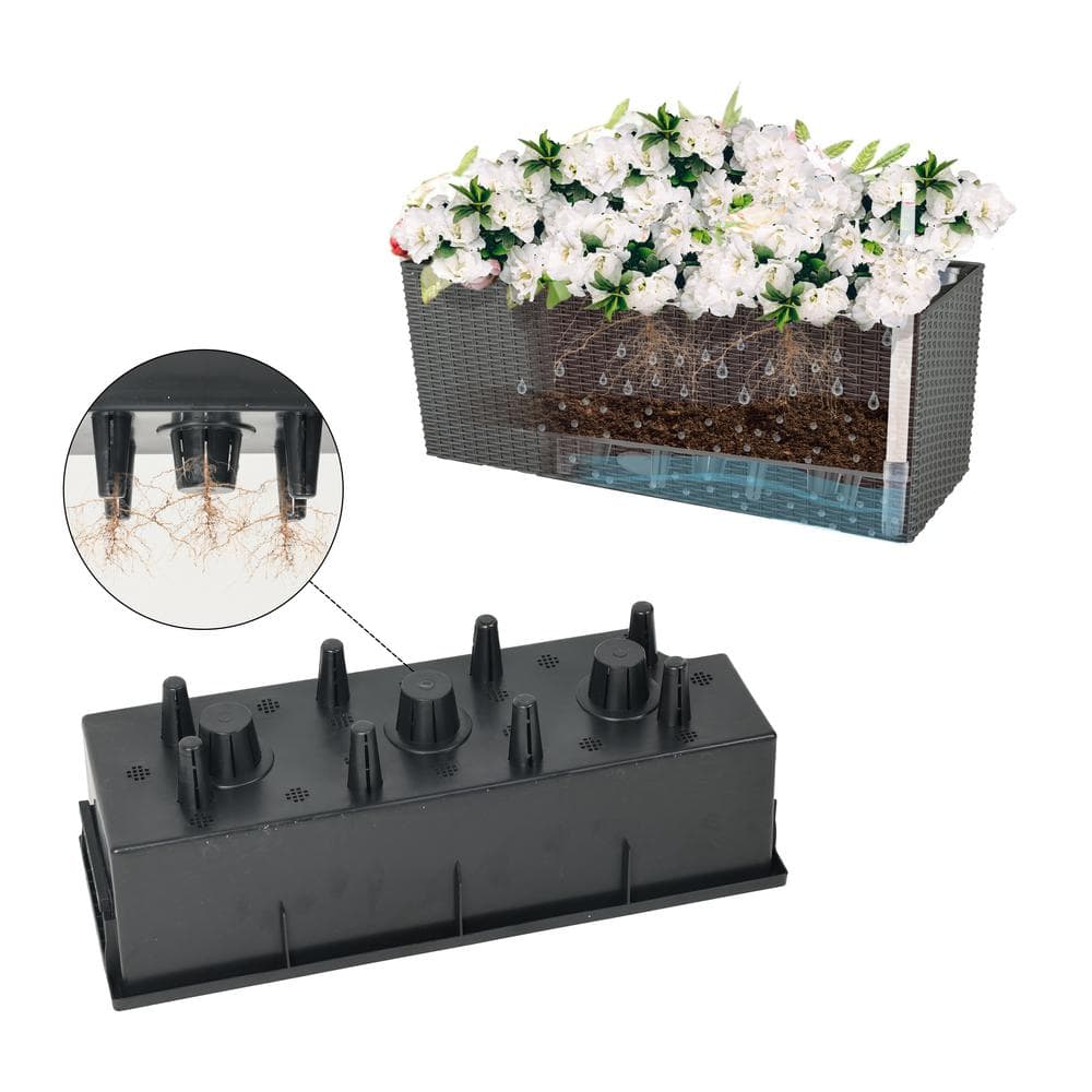 20 in. L x 7 in. W x 7 in. H Grey Rectangular Plastic Rattan Box Planter (4-Pack) - Hercitys