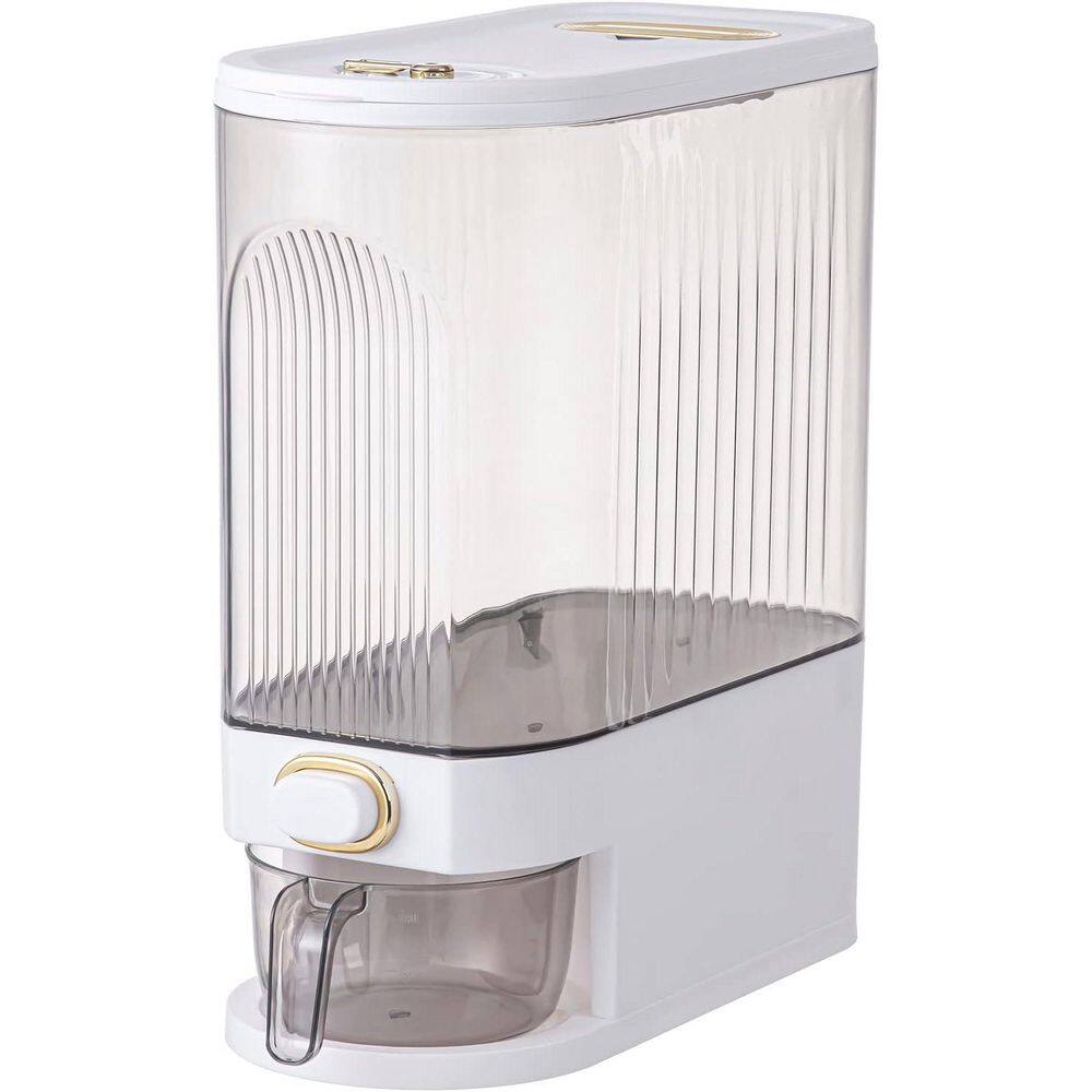 22 lbs. Clear Rice Dispenser with Lid Time Scale, Measuring Cylinder Moisture Proof Airtight Bucket for Rice and Oatmeal - Hercitys