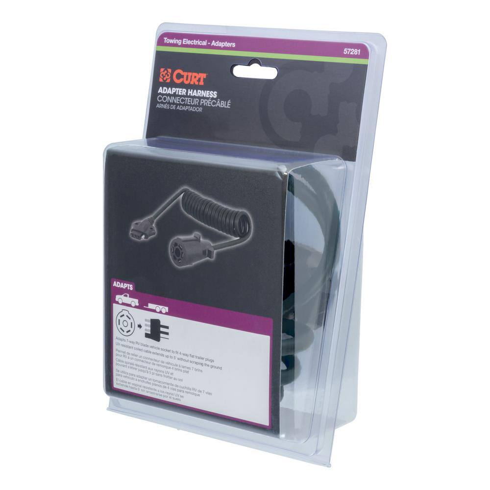 5′ Electrical Adapter Harness (7-Way RV Blade Vehicle to 5-Way Flat Trailer) - Hercitys