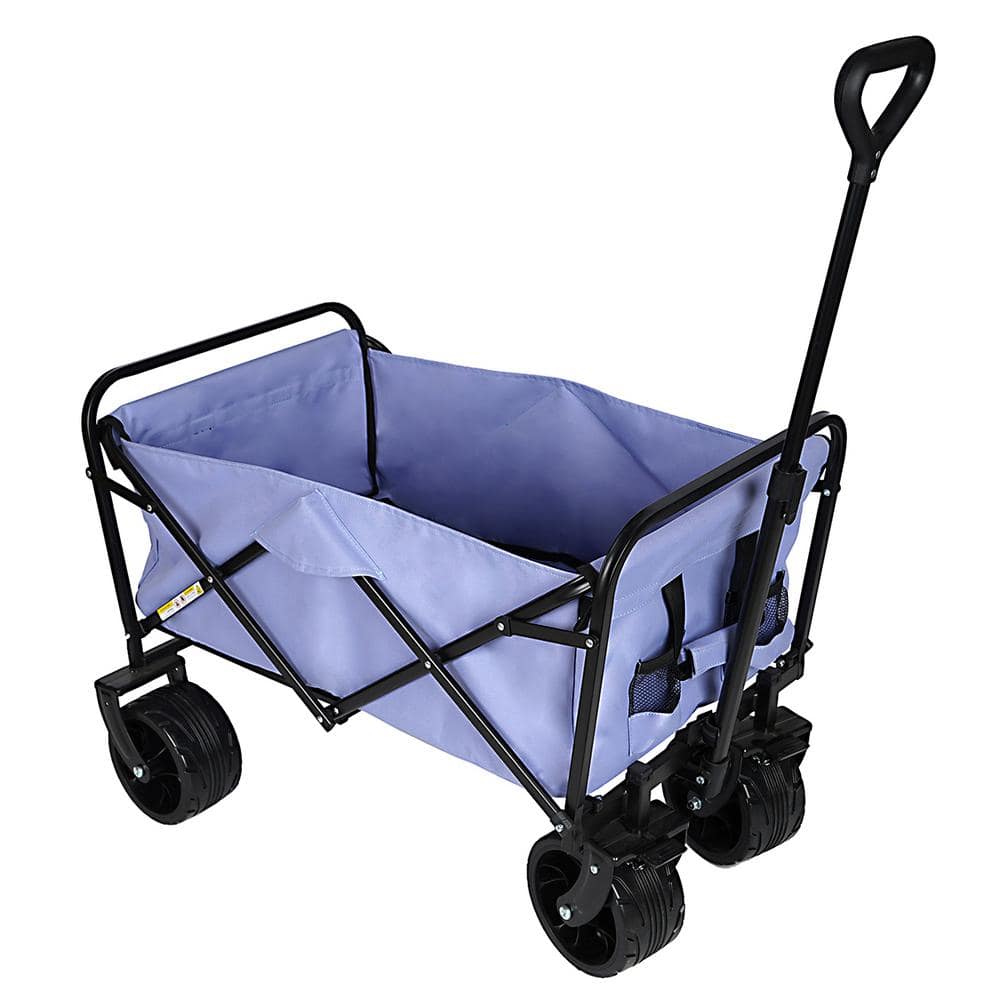 19 cu. ft. Metal 220 lbs. Large Capacity Folding Garden Cart, Wagons Carts with Big Wheels for Sand, Camping-Purple - Hercitys