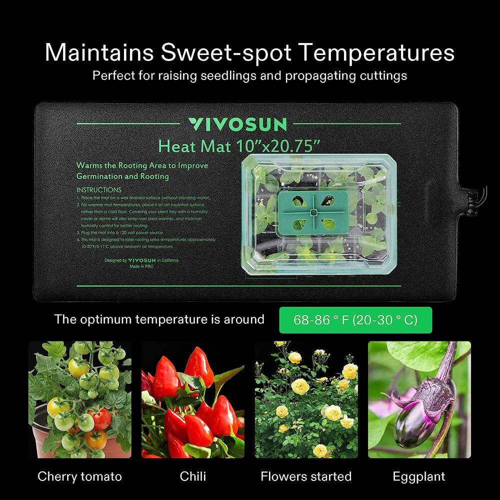10 in. x 20.75 in. Durable Waterproof Seedling Heat Mat (2-Pack) - Hercitys