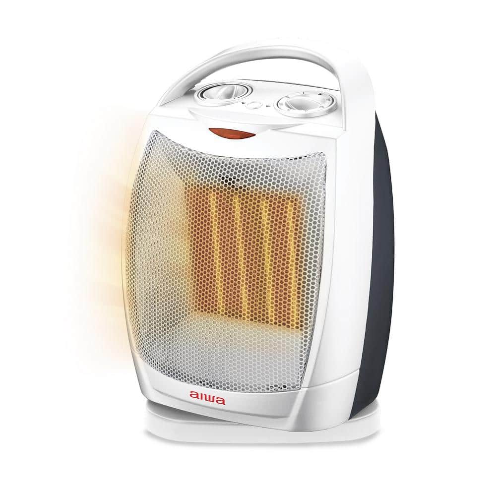 1500-Watt 10.2 in. Electric Oscillating Room Ceramic Heater with Handle, Overheat Protection, Tip Over Auto Shutoff - Hercitys