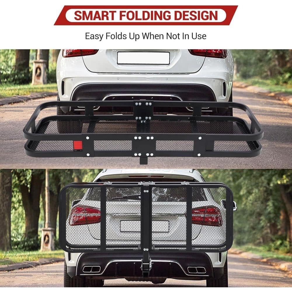 500 lbs. Capacity Hitch Mount Cargo Carrier Basket 60 in. x 24 in. x 6. with Net and Straps - Hercitys